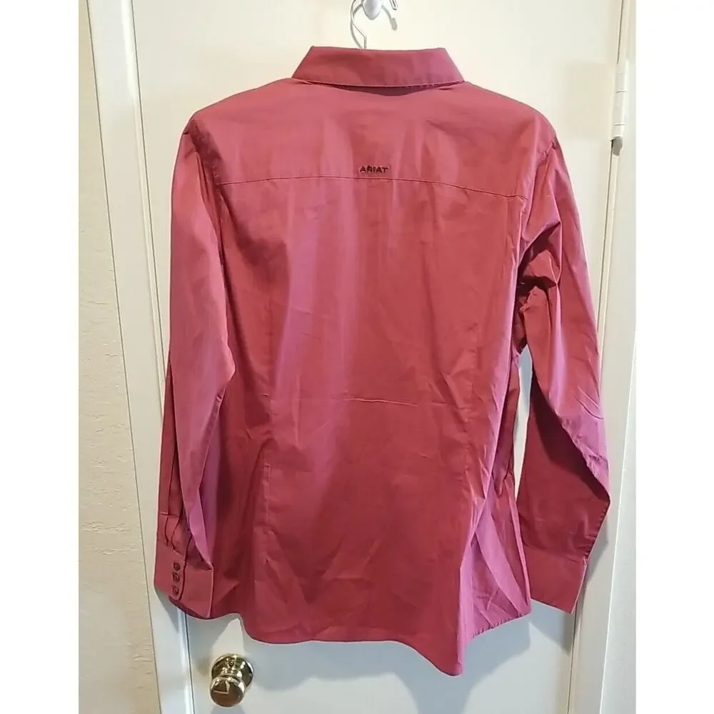NWT Ariat Real Kirby Stretch Long Sleeve‎ Shirt Earth Red Brick Red Women's 1X - Picture 6 of 11